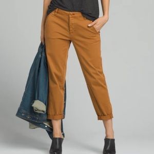 Prana Cropped Chino Pants in Mustard Brown